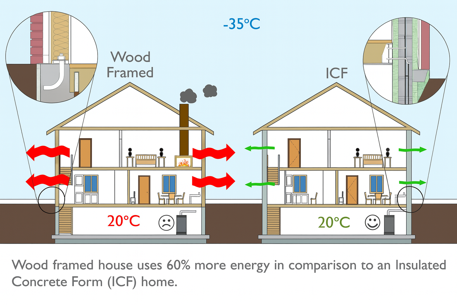 ICF vs wood framed home thermal efficiency comparison – Steel Custom Home Builders in British Columbia