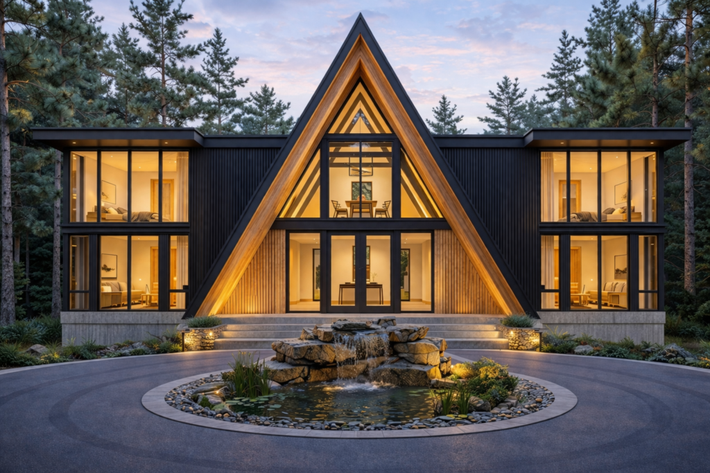 Custom steel frame home design and architectural rendering by STEEL Structure Homes Canada