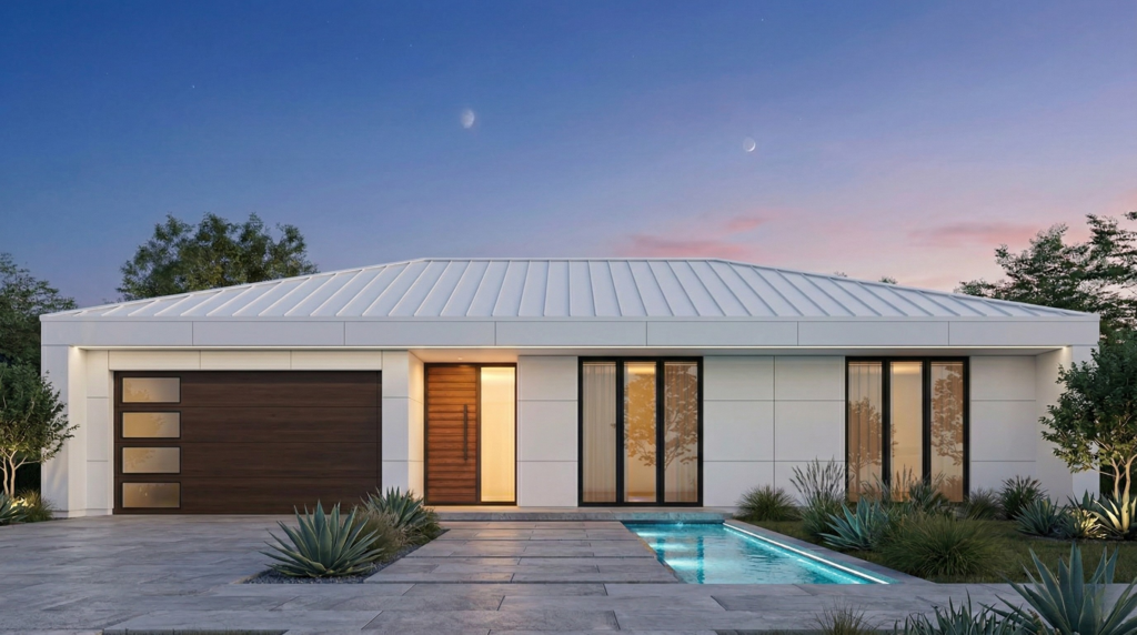 STEEL Structure Homes custom steel frame home architectural design and rendering